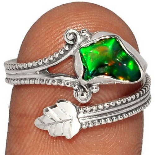 Chalama Rough Black Opal 925 Ring S8