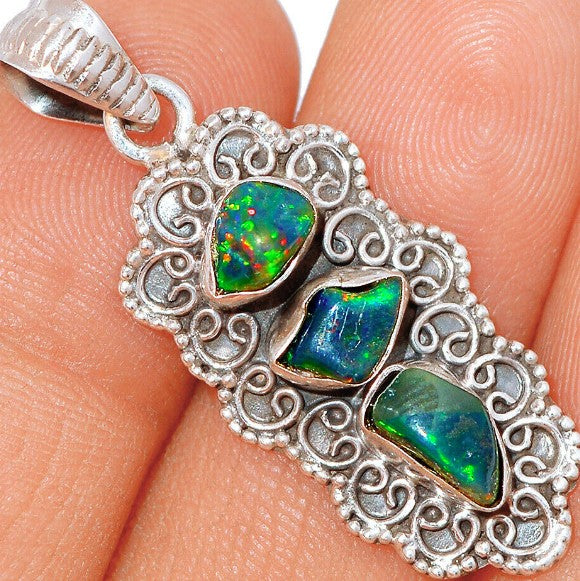 Chalama Rough Black Opal 925 Pendant