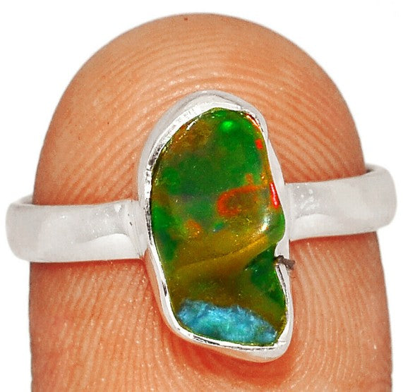 Chalama Rough Black Opal 925 Ring S7.5