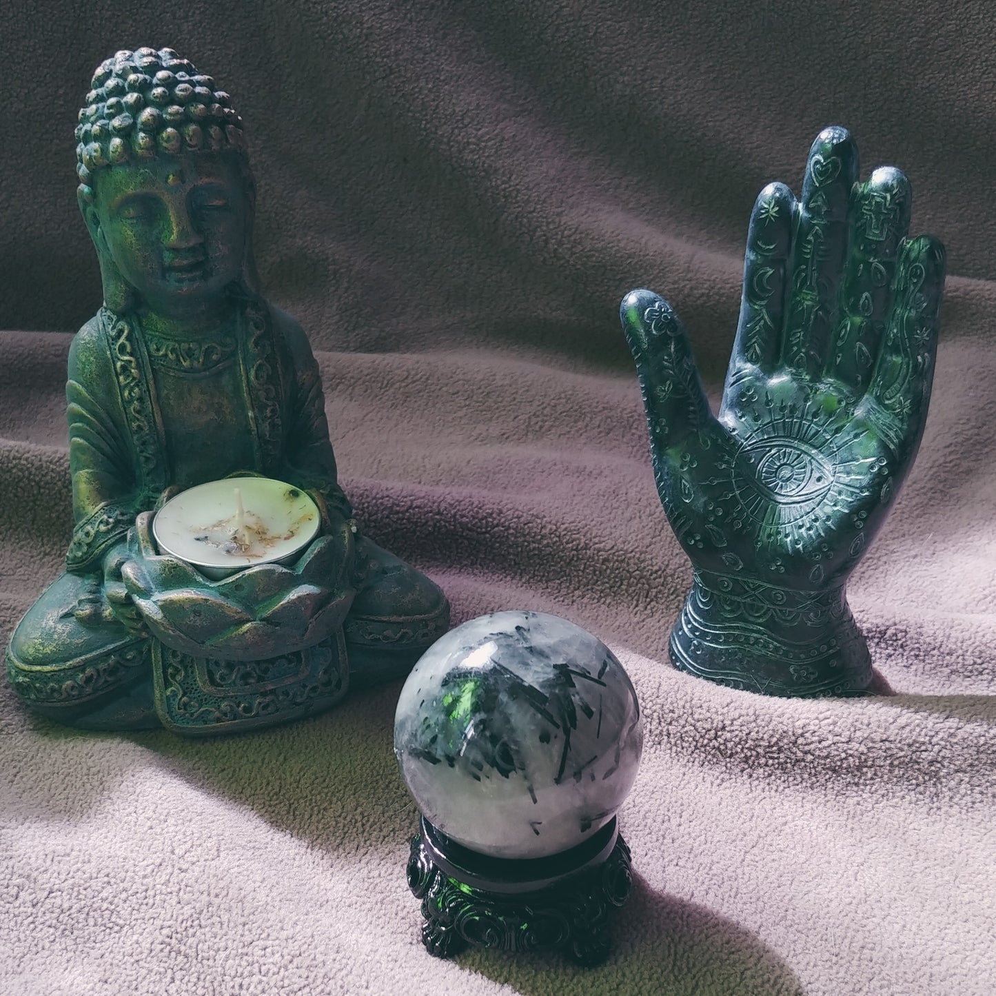 Tourmalinated Quartz Sphere