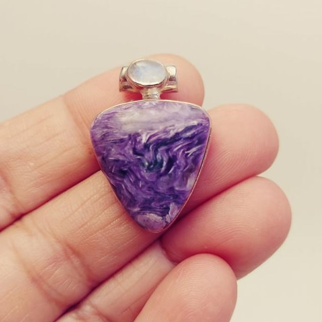 Charoite & Moonstone 925 Pendant