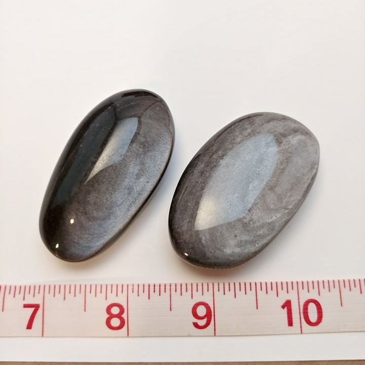 Silver Sheen Obsidian Palm Stone