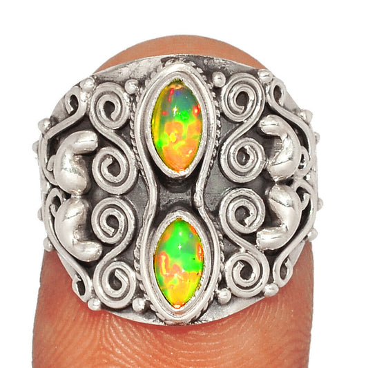 Ethiopian Opal 925 Sterling Silver Pinky Cuff S5.5