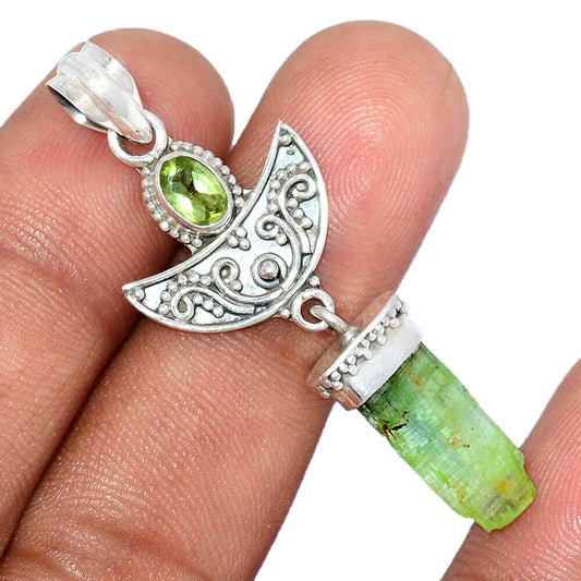 Green Kyanite & Peridot 925 Sterling Pendant