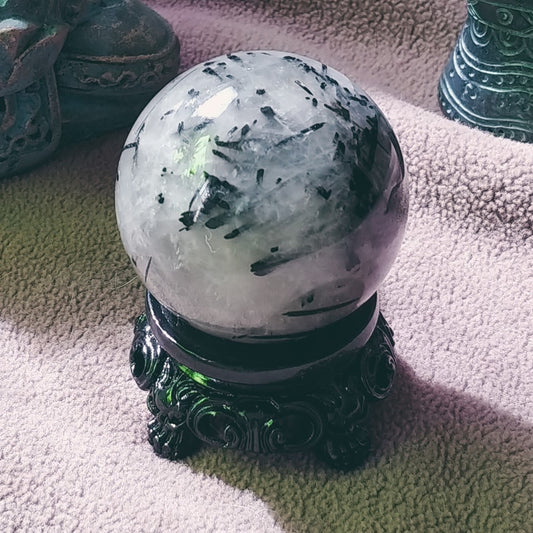 Tourmalinated Quartz Sphere