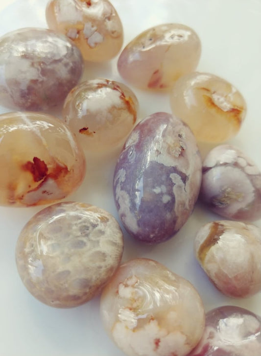 Flower Agate Jelly Bean Tumbles (3)*