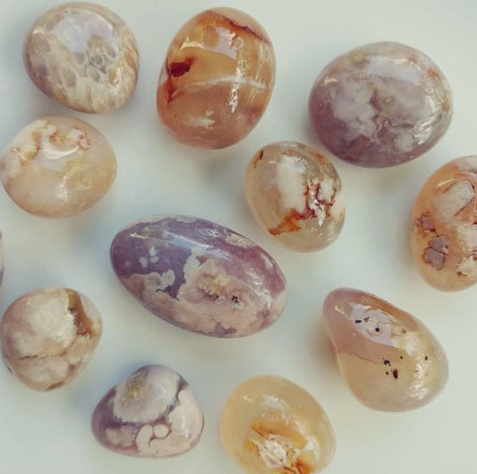 Flower Agate Jelly Bean Tumbles (3)*